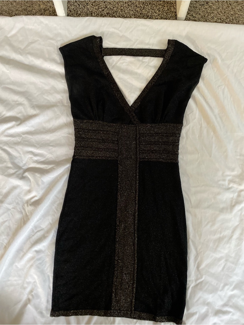 2b bebe Black Dress with Metallic Trim